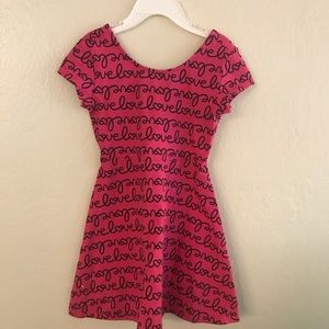 Skater style dress pink love print new girls 4/5